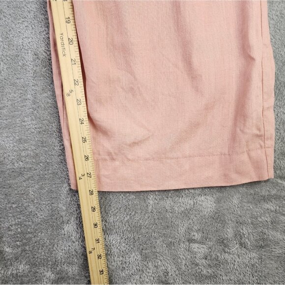 New In Jumpsuit Womens Medium Pink Linen Blend Sleeveless Tie Waist Wide Leg - Picture 6 of 12
